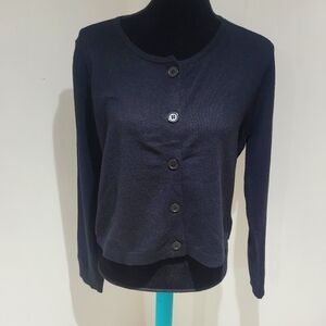 Pink Martini Women's Norah Button Down Long Sleeve Knit Black Cardigan Size XL